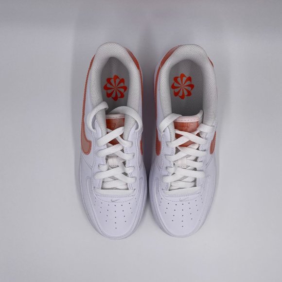 Nike Air Force 1 White / Orange Womens Shoes - Picture 5 of 8